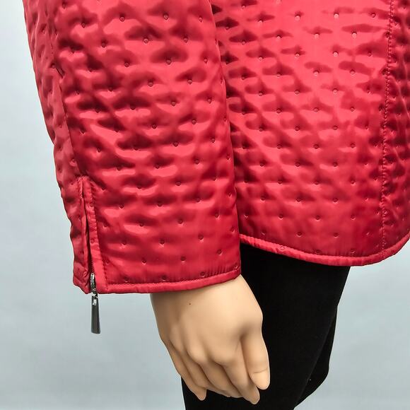 Talbots Quilted Puffer Jacket Full Zip Women 14 Red Dotted Light Insulated VTG - Picture 7 of 11